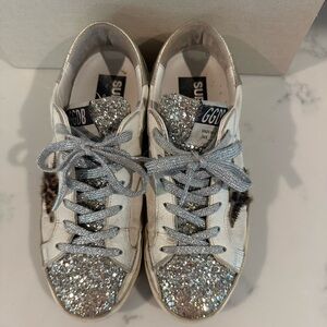 Golden Goose Super Star Glitter Toe with Pink Laminated Heal- 37